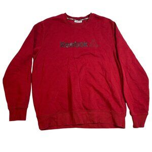 Reebok Mens Sweatshirt XL Red Crewneck Cotton Blend Casual Pullover With Logo